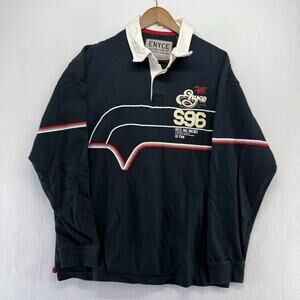 Vintage Enyce Rugby Shirt Mens XL Blue Colorblock Spellout Baggy hip Hop y2k 90s